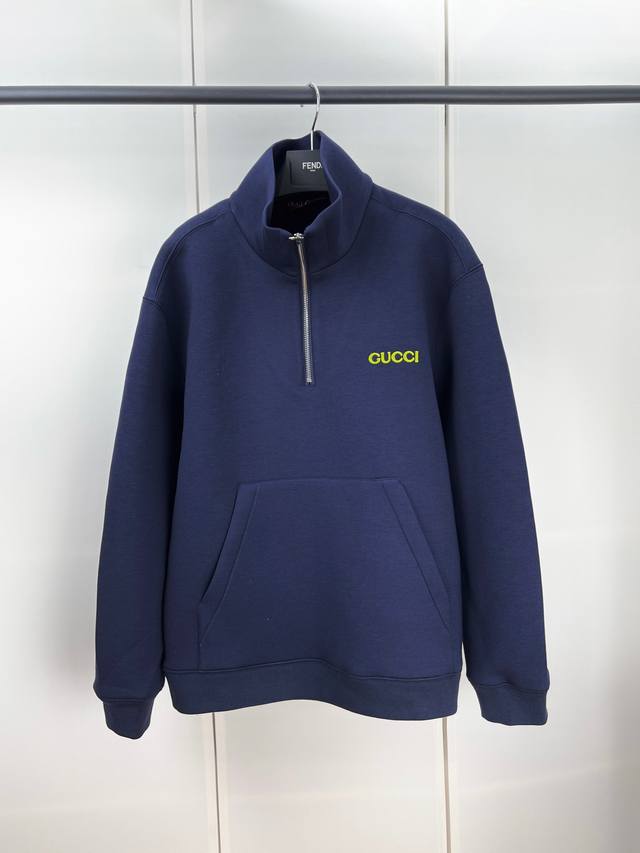 Gucci古驰字母贴布刺绣半拉链卫衣S M L Xl