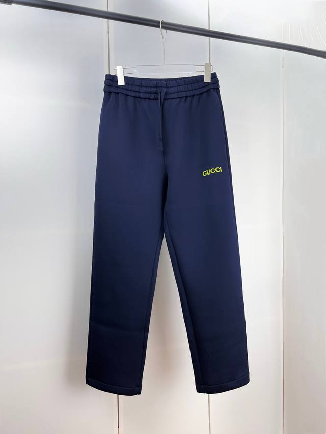 Gucci古驰字母贴布刺绣抽绳长裤S M L Xl