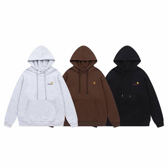 405# Carhartt Wip 卡哈特 24Ss官网秋季新款经典Logo英文刺绣纯棉连帽卫衣颜色：黑 灰 深咖码数：S M L Xl面料：360克全棉卫衣料