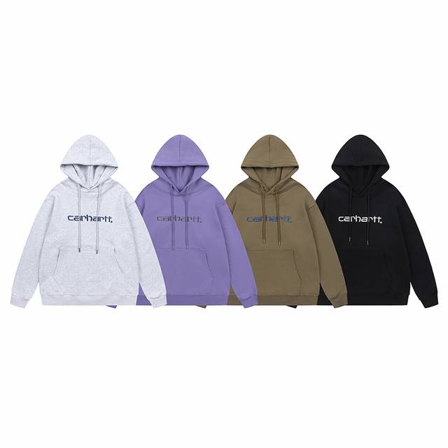 406# Carhartt Wip 卡哈特 24Ss官网秋季新款经典刺绣纯棉连帽卫衣颜色：黑 灰 浅咖 紫码数：S M L Xl面料：360克全棉卫衣料
