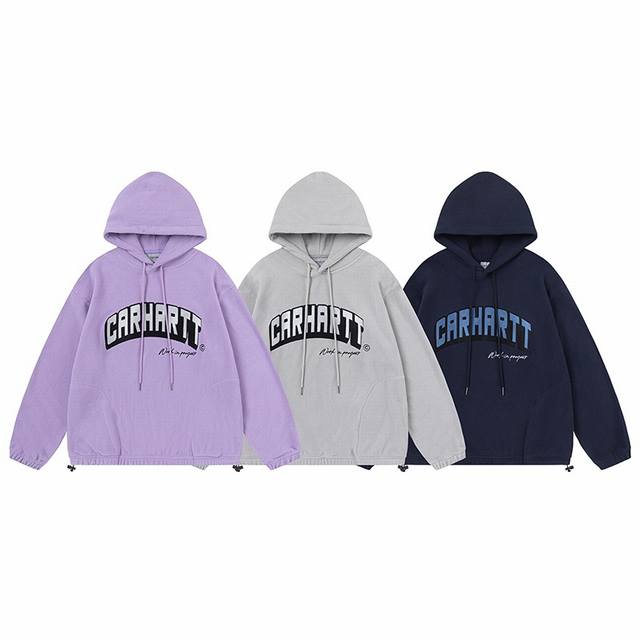 404# Carhartt Wip 卡哈特 24Ss秋季新款经典大刺绣连帽摇粒绒卫衣颜色：蓝 灰 淡紫码数：S M L Xl面料：330克双面双刷摇粒绒