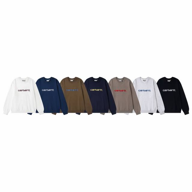 402# Carhartt Wip 卡哈特 官网秋季新款经典立体刺绣纯棉圆领卫衣颜色：黑 白 灰 宝蓝 卡其 水泥灰 深蓝工艺：立体绣花码数：S M L Xl面