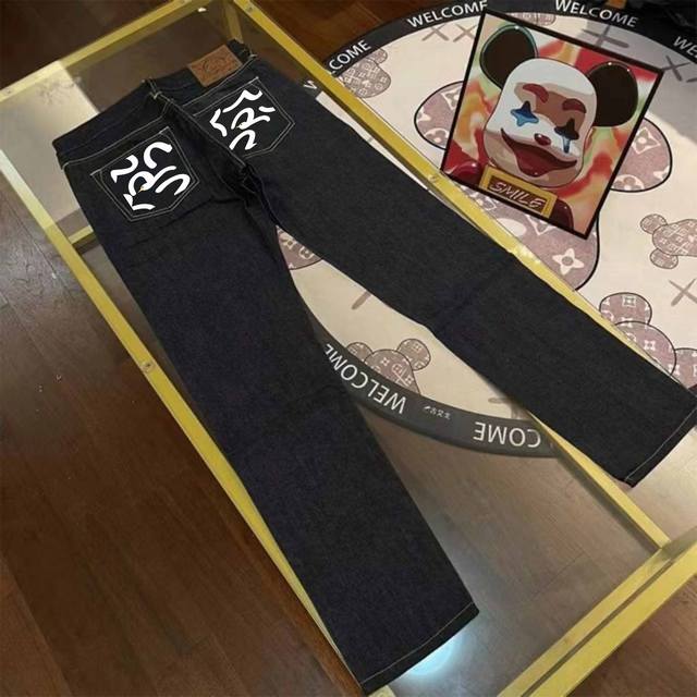 Evisu福神牛仔裤 新款小海鸥多元素印花直筒百搭休闲裤子码数30.31.32.33.34.36.38