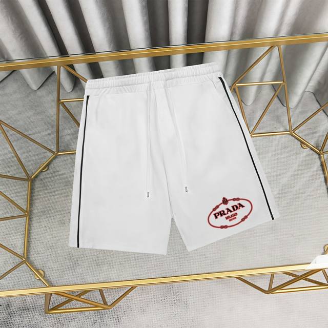 Prada 普拉达印花纯棉短裤卫裤1:1对版面料380克毛圈高克重百分百纯棉 提前做过预缩水1×1双纱洗一辈子都不会变形的 男女同款 官网细节 阴影字母Logo