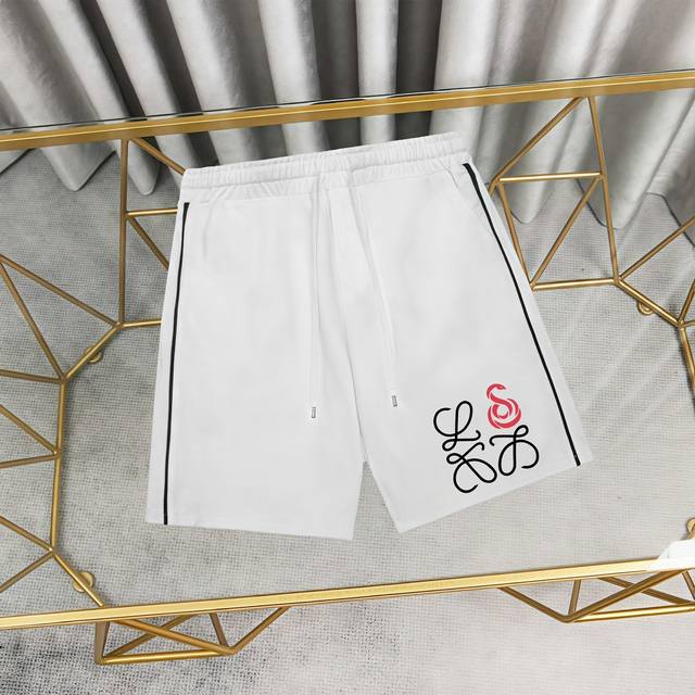 Loewe 罗意威印花纯棉短裤卫裤1:1对版面料300克毛圈高克重百分百纯棉 提前做过预缩水1×1双纱洗一辈子都不会变形的 男女同款 官网细节 Logo字母印花