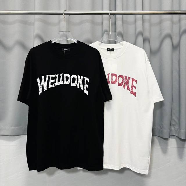 3020# We11Done Track韩版潮牌Welldone男女情侣夏季纯棉宽松Fog短袖T恤颜色：黑色 白色码数：S M L