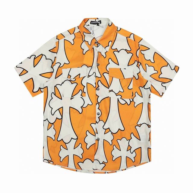 特价 S.L.Xl非质量问题不退不换Chrome Hearts Ch 克罗心速干十字架沙滩短袖衬衫正确配置 市场最高版本 2025克罗心正品包装 原版开模 定制