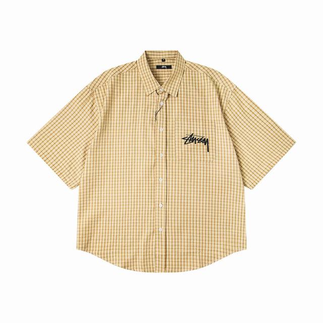 款号6973# 现货发售 Stussy 斯图西印花翻领短袖衬衫 25夏季新款男女同款颜色：黑色 黄色码数：S M L Xl