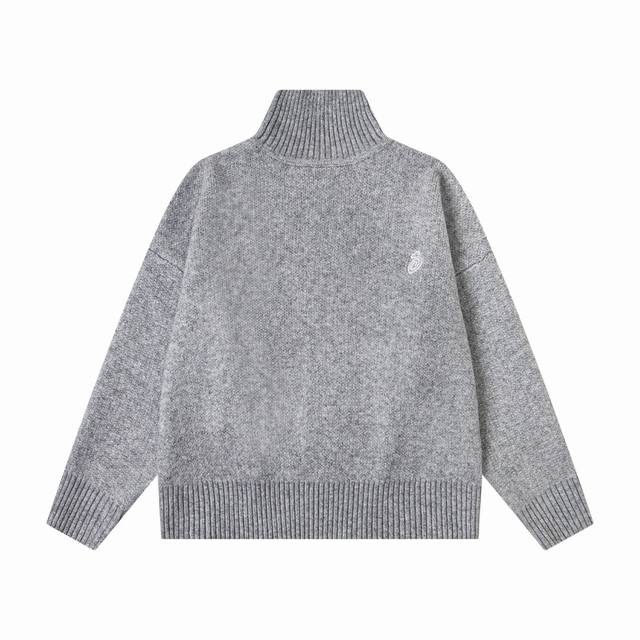 款号509# 现货发售 Stussy 斯图西 美式潮牌Fw25高领纯色针织毛衣男女同款颜色：黑 灰码数：S M L Xl