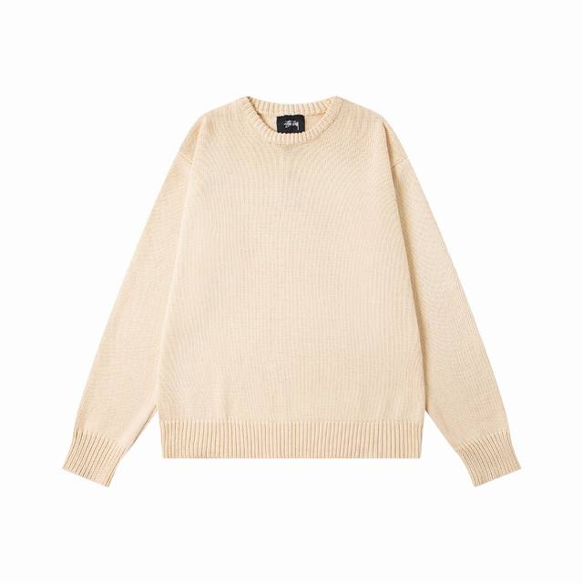款号507# 现货发售 Stussy 斯图西 美式潮牌 Fw24 Surfman Icon Cotton Linen Crew 背面Logo印花圆领美式复古毛衣