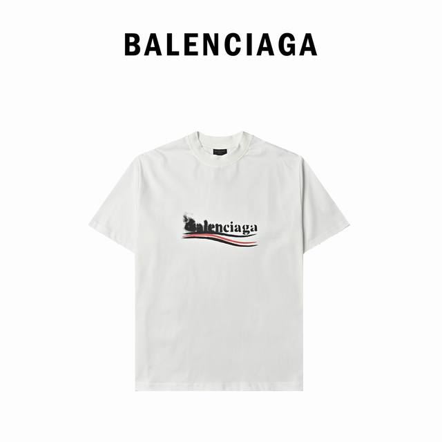 Balenciaga巴黎世家Blcg 24Ss泼墨模糊可乐短袖T恤 Balenciaga巴黎世家24夏季新品280克面料.350克双纱十字罗纹领.不变形.短袖T