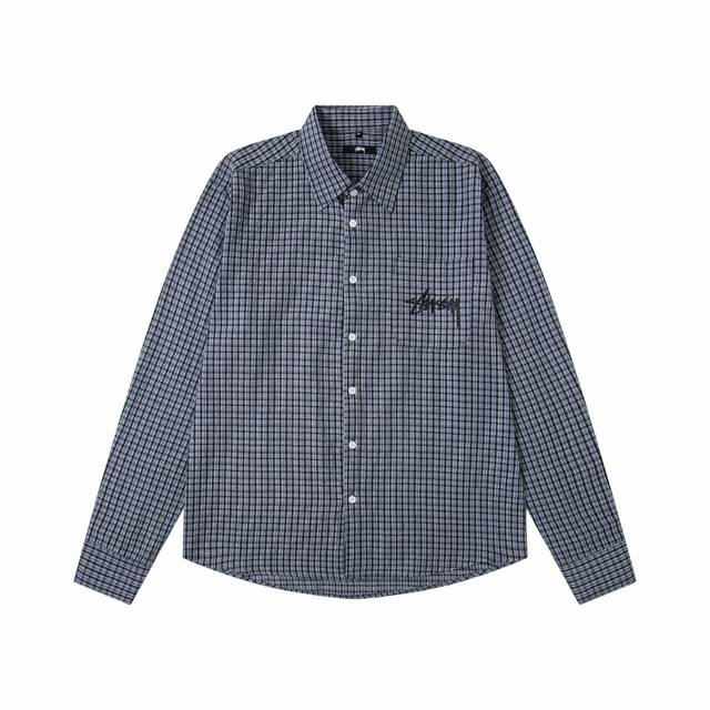 款号6970# 现货发售 Stussy 斯图西印花翻领长袖袖衬衫 25夏季新款男女同款颜色：黑色 黄色码数：S M L Xl