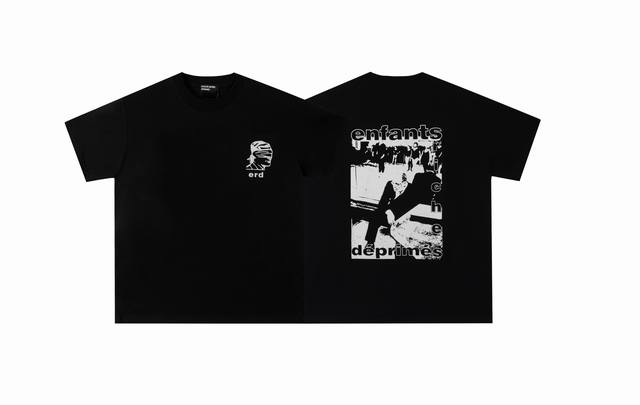 款号450 今年穿富二代一定会暴富Enfants Riches Deprimes 忧郁的富二代沉思男人印花短袖面料采用定织250G32支双股双纱纯棉 结构紧密耐