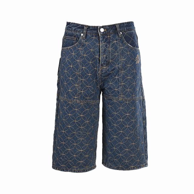 Louis Vuitton X Nigo Lv联名款 圆环全绣工装七分牛仔短裤原版17600购入，原版材质高订牛仔面料采用480G牛仔布，每一件都必须洗水，采用
