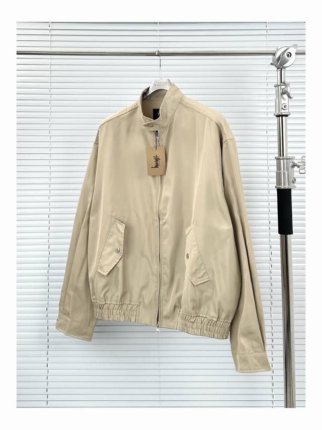Stx拉链哈灵顿夹克 卡其 黑色 S-Xlstussy Ss Surf Team Harrington Jacket拉链立领翻盖口袋字母印花宽松飞边哈灵顿美式复