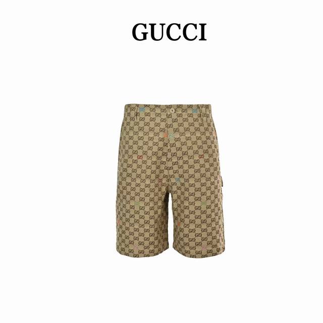 Gucci 古驰 25Ss 提花刺绣Logo短裤Gucci新款短裤以驼色和深棕色Gg帆布打造，缀饰通体Gg切丝，尽释别致风韵。Size:46-52