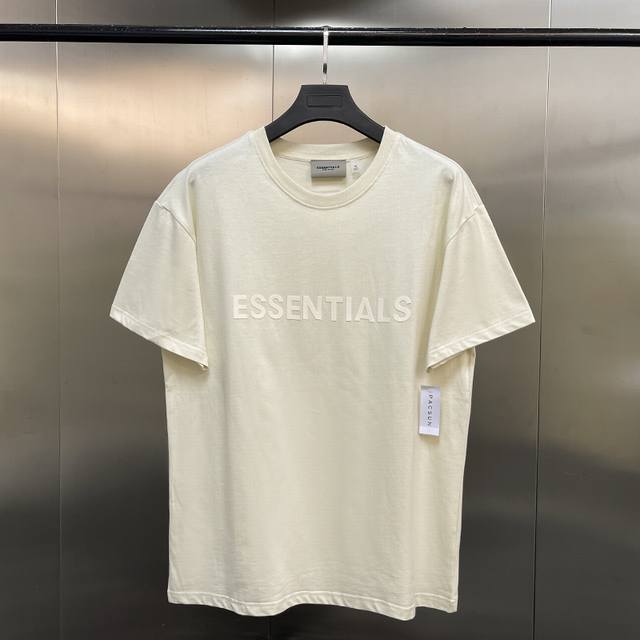 款号F20 三色齐发 Fear Of God Fog Essential 隐藏Logo 胸口硅胶基础印花经典情侣宽松短袖-原单版本 不是纯棉白送 Color：炭