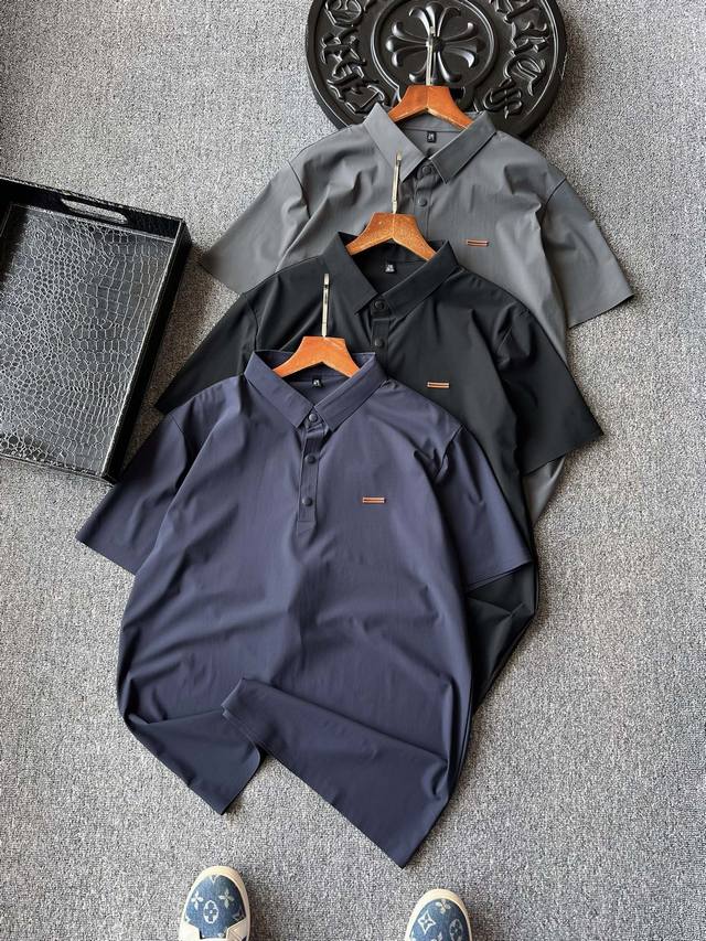 专柜顶级冰氧锦棉！人气爆款！Zegna 杰尼亚专柜新品轻奢商务休闲无痕短袖Polo衫！恒隆在售万元级，款号：9907 杰尼亚家今年最新液氨锦棉面料，带有冰凉因子