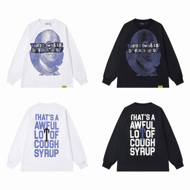 T107# Trapstar美潮秋冬新款宽松纯棉华夫格长袖T恤黑色，白色 S,M,L,Xl