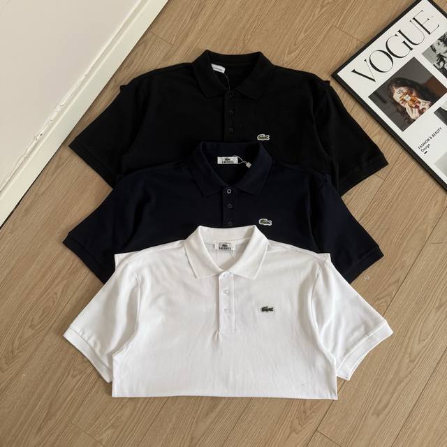 上新 Lacoste鳄鱼经典基础款胸前刺绣小Logo短袖Polo衫，夏季Polo衫短袖，商务休闲简约风，上身帅气百搭，夏季出行穿搭必备百搭奢潮单品甄选弹力棉质双
