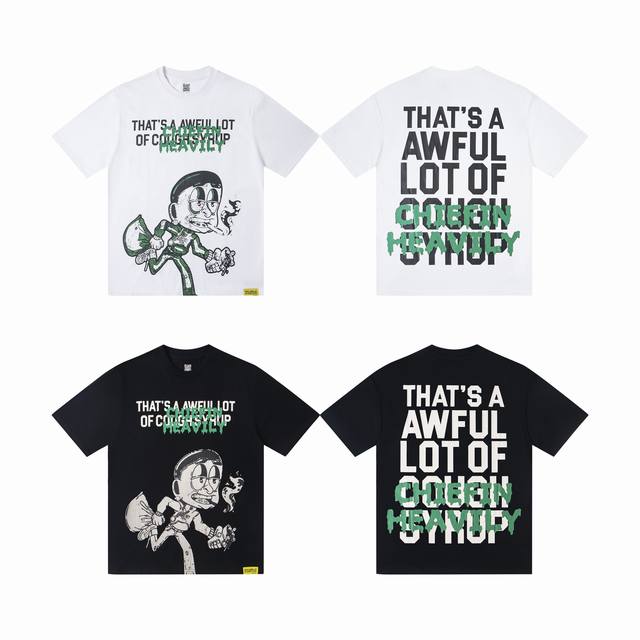 Ts01# Chiefin Heavily T-Shirt 高版本卡通图案小人奔跑印花 美潮T恤