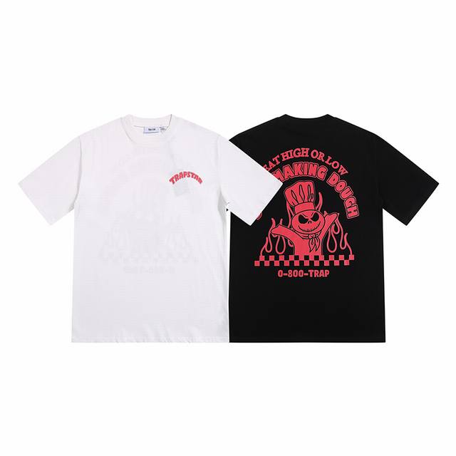 Yh606# Trapstar 280克重磅双纱纯棉宽松短袖T恤16Size：S M L Xl Color: 黑色 白色