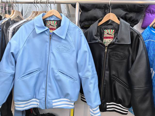 C01# 美式潮牌Corteiz恶魔岛街头Pu皮衣棉服潮流夹克外套22 尺码：S-Xl 黑色 蓝色