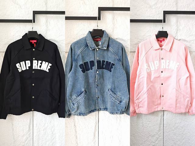 Supreme Ss Week17 Arc Denim Coaches Jacket 斜纹徽标按扣美式潮流夹克 男女同款外套胸前贴布刺绣大字 品牌忠诚度拉满 潮