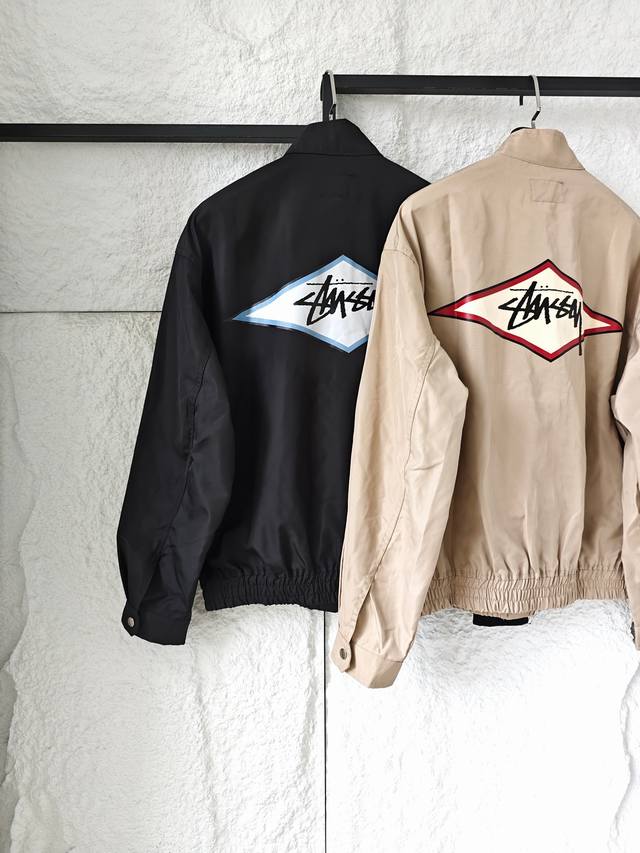 Stussy Ss Surf Team Harrington Jacket拉链立领翻盖口袋字母印花宽松飞边哈灵顿美式复古夹克外套 男女同款Stussy哈灵顿夹克