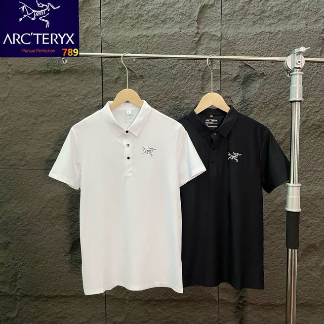 Arc'teryx 始祖鸟基础胸前无字鸟Logo速干运动无痕Polo短袖T恤-此款面料采用无痕抗皱面料，不变形，不褪色，袖口下摆均采用热压封边，上身挺阔有型，质