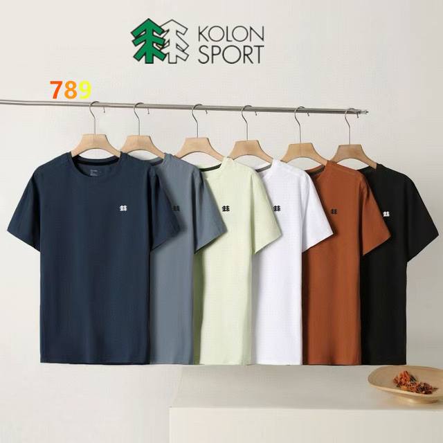 Kolon Sport科隆25新款T恤衫面料亲肤柔软，微微拉绒磨毛手感软绵，吸湿排汗透气性也很好，不易气球加固色不褪色，B1155也不易变形夏天比较耐穿耐洗外走