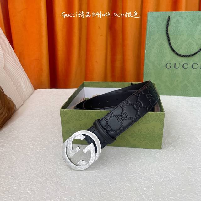 供 Gucci 经典款进口原厂压花面 搭配原版皮底 精品钢扣 宽4.0 Cm 经典永不过时款 潮流大方 时尚百搭