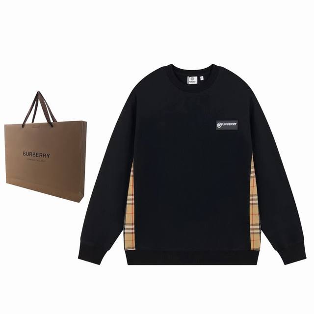 Burberry巴宝莉 Fw新款拼接格子情侣休闲圆领卫衣 定制面料 对位拼接格子 定制皮标 正确版本 男女同款 超级显眼 超级好看 超级大气 码数:M-Xxl颜