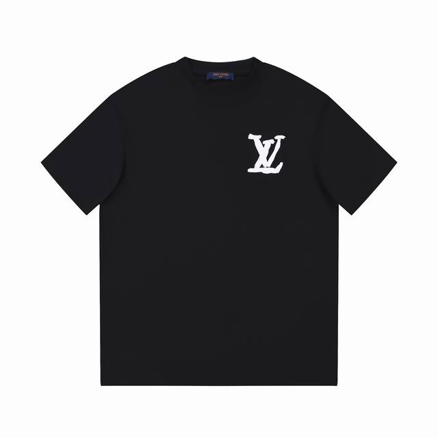 Lv路易威登Louis Vuitton 驴家1V 经典印花Logo图案圆领半袖T恤短袖男女同款 情侣款 宽松版型 面料：240克双纱高密度纯棉面料- 工艺: 整