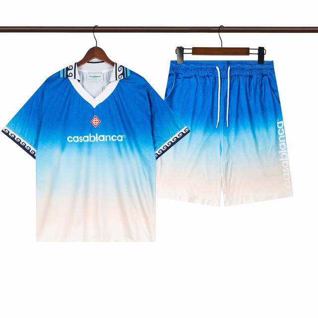 C275短袖Polo C375短裤 Casablanca卡萨布兰卡夏季新款休闲套装 男女同款尺码M L Xl Xxl