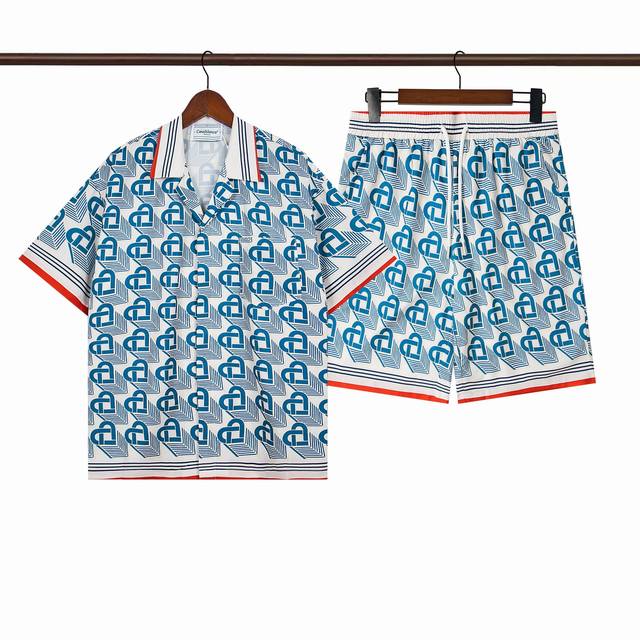 C271短袖衬衫 C371短裤双层内网 Casablanca卡萨布兰卡夏季新款休闲套装 男女同款尺码M L Xl Xxl