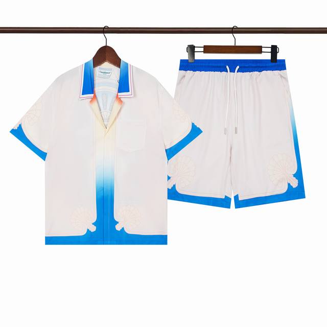C248短袖衬衫 C348短裤双层内网 Casablanca卡萨布兰卡夏季新款休闲套装 男女同款尺码M L Xl Xxl