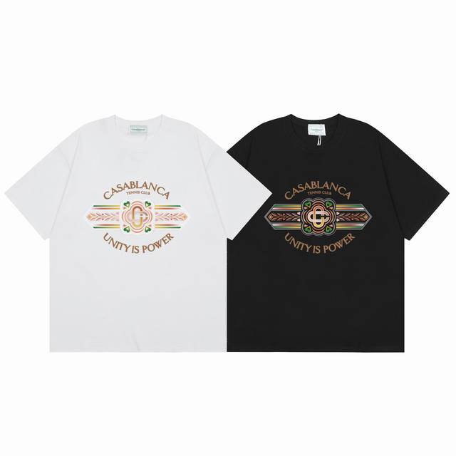 款号C108Casablanca 高品质纯棉双沙休闲短袖T恤颜色:黑色 白色尺码S M L Xl