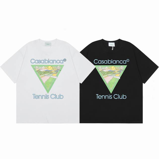 款号C08Casablanca 高品质纯棉双沙休闲短袖T恤颜色:黑色 白色尺码S M L Xl Xxl