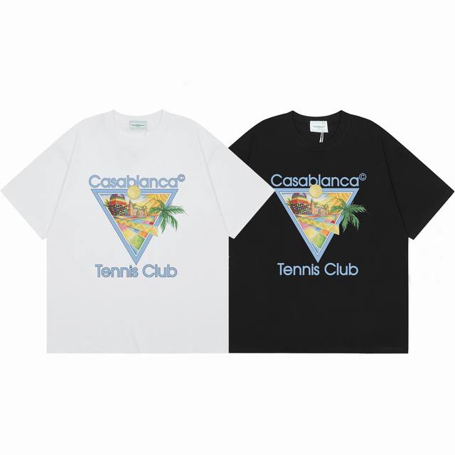 款号C88Casablanca 高品质纯棉双沙休闲短袖T恤颜色:黑色 白色尺码S M L Xl
