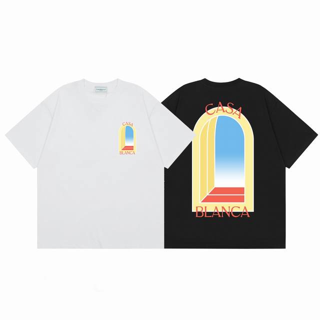 款号C85Casablanca 高品质纯棉双沙休闲短袖T恤颜色:黑色 白色尺码S M L Xl