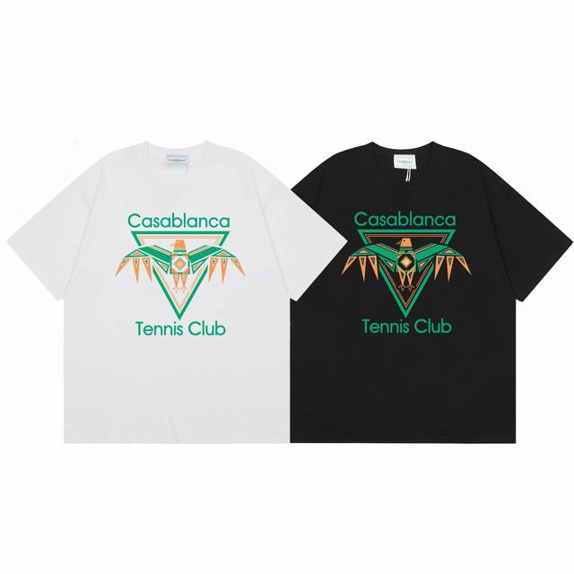 款号C80Casablanca 高品质纯棉双沙休闲短袖T恤颜色:黑色 白色尺码S M L Xl