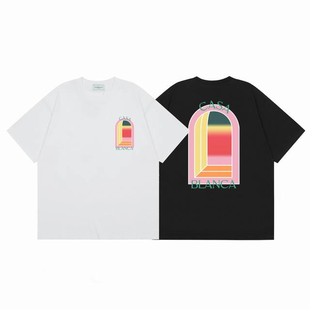 款号C83Casablanca 高品质纯棉双沙休闲短袖T恤颜色:黑色 白色尺码S M L Xl
