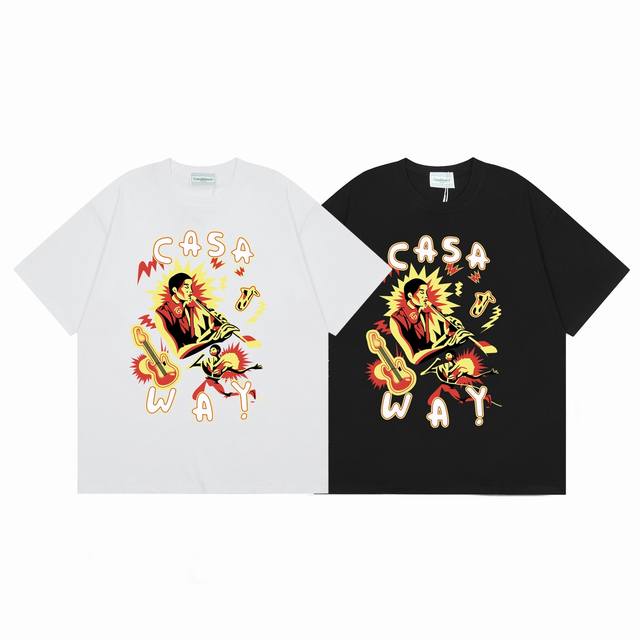 款号C82Casablanca 高品质纯棉双沙休闲短袖T恤颜色:黑色 白色尺码S M L Xl