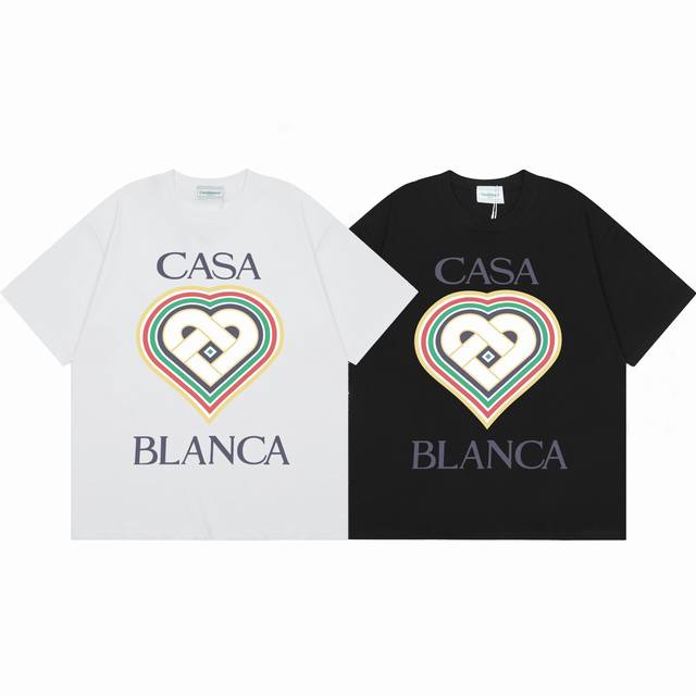 款号C48Casablanca 高品质纯棉双沙休闲短袖T恤颜色:黑色 白色尺码S M L Xl