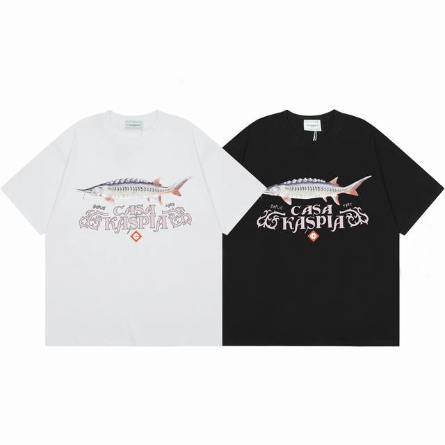 款号C68Casablanca 高品质纯棉双沙休闲短袖T恤颜色:黑色 白色尺码S M L Xl