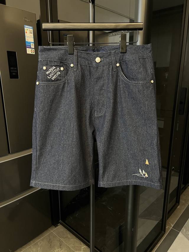 隔天 Louis Vuitton 路易威登 25Fw 刺绣帆船牛仔短裤 蓝-另有配套衬衫 新款青年布短裤借 Lv Regatta 图案描摹繁华港口之景，与 20