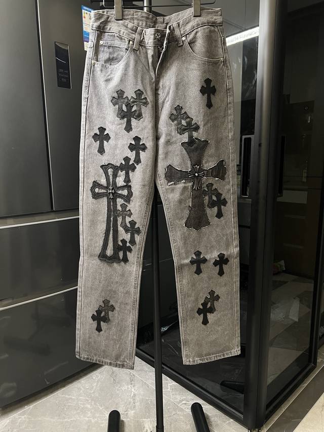 隔天 Chrome Hearts 克罗心 25Ss Ch大十字架限定灰牛王牛仔裤 灰色 Size：30 32 34 36 对应M-Xxl 详细尺码可查图9