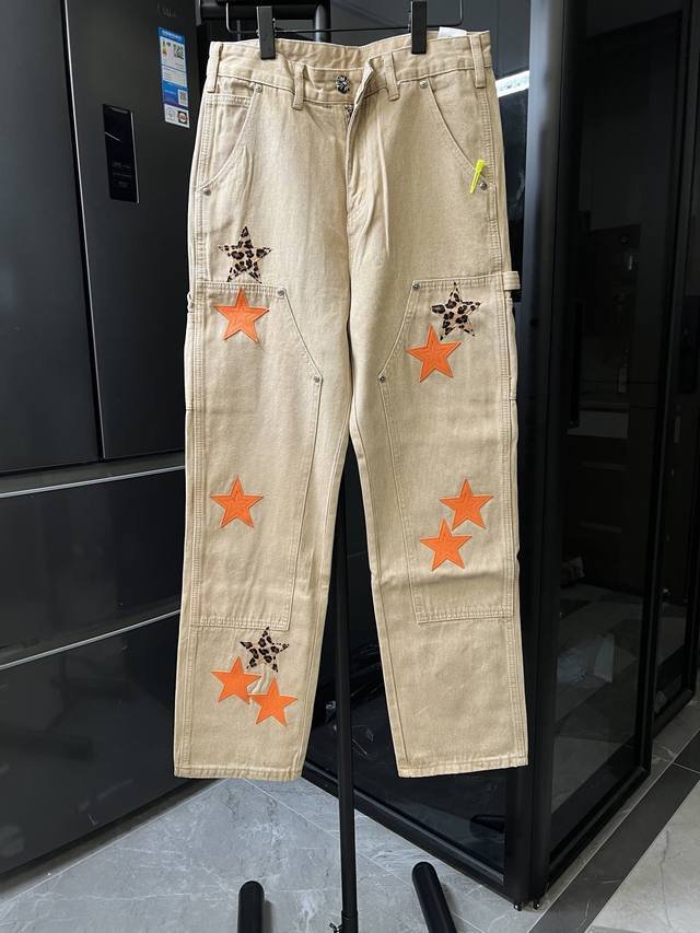 隔天 Chrome Hearts 克罗心 25Ss Ch工装伐木卡其五角星限量定制牛仔裤 卡其 Size：30 32 34 36 对应M-Xxl 详细尺码可查图