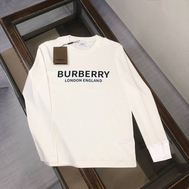 Bur*Berry 巴宝莉 早秋最新款经典时尚休闲打底衫长袖T恤～单穿或内搭都～精选长绒棉面料，精致经典战马骑士标刺绣Logo工艺，舒适性与透气性兼优，柔软抗皱